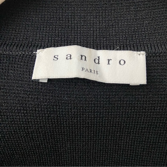 Sandro Laureene Black and Cream Contrast Topstitched Dress - Picture 10 of 12